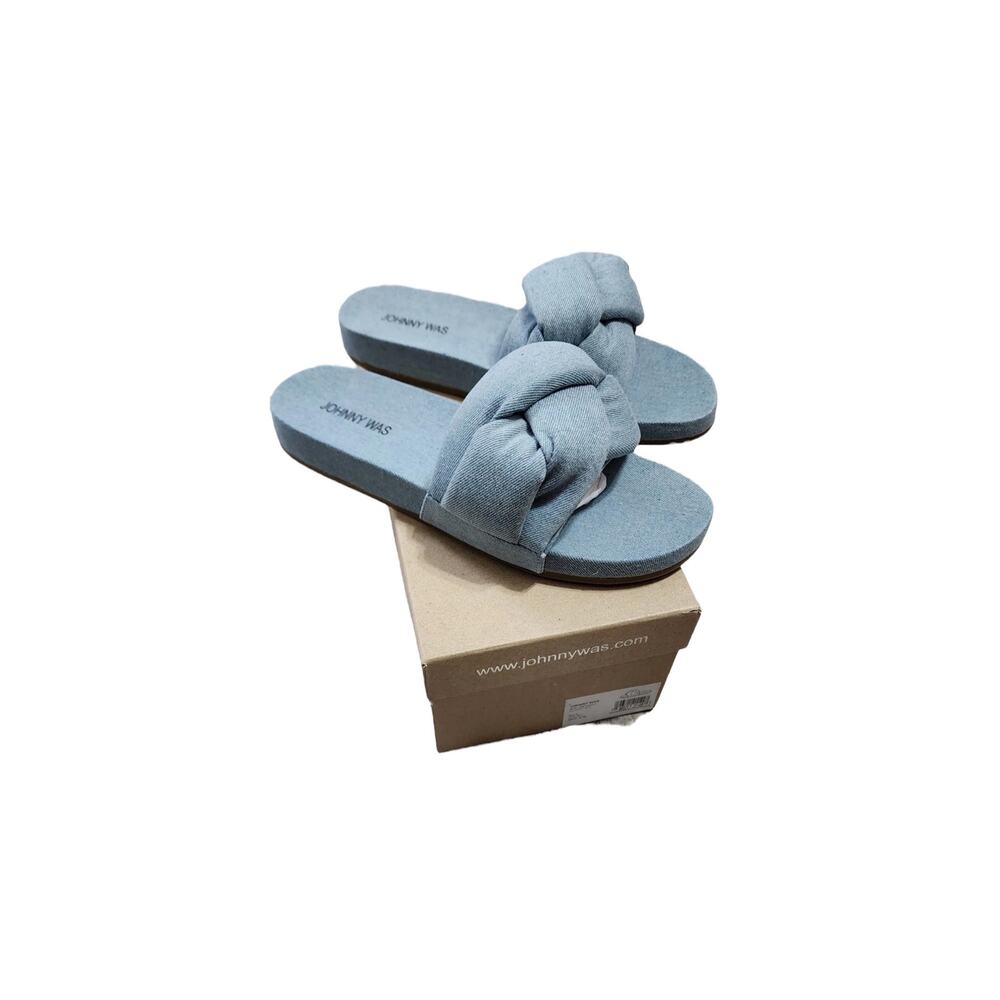 NEW Johnny Was Blue Knot Slide Sandals Size 8 boho